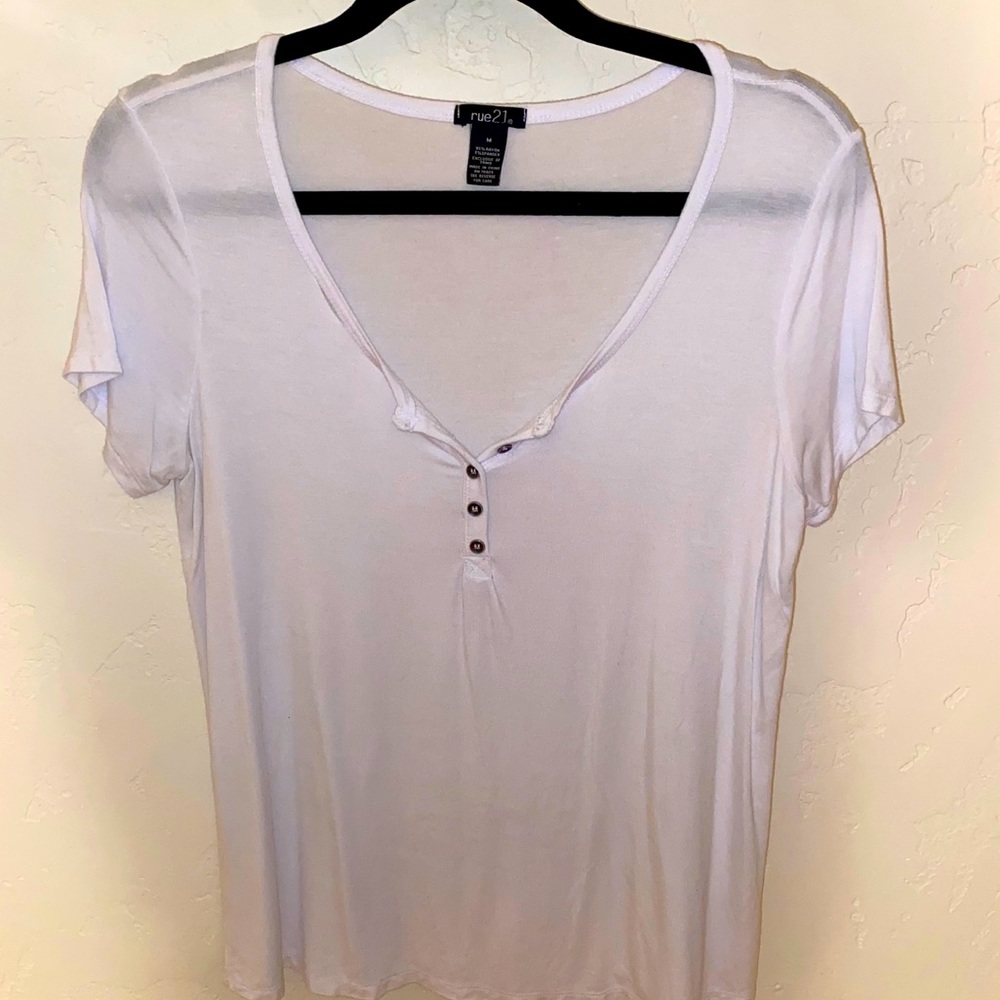 Quarter-Button-Up White Blouse